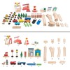Toy Time Wooden Train Set with Play Mat Includes Deluxe Wood Tracks, Train Cars, Boats, Accessories for Kids 445769FVS